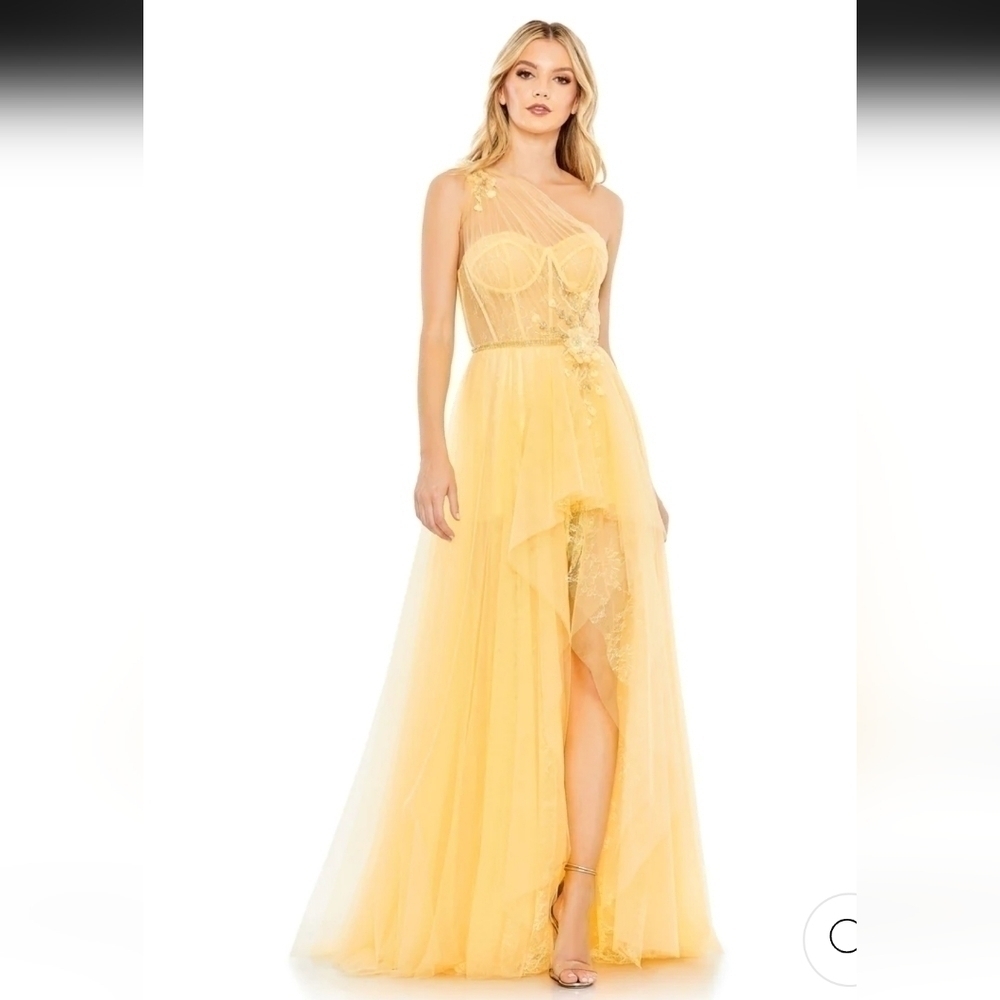 Mac Duggal Yellow One-Shoulder Gown
